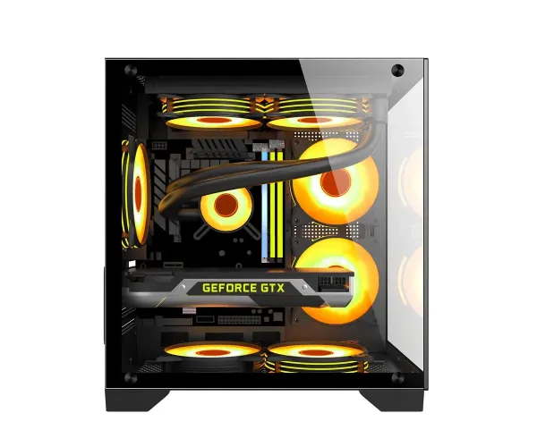 PC POWER OCEAN VIEW BK M-ATX CASING WITH 3 ARGB FAN and 350W PSU