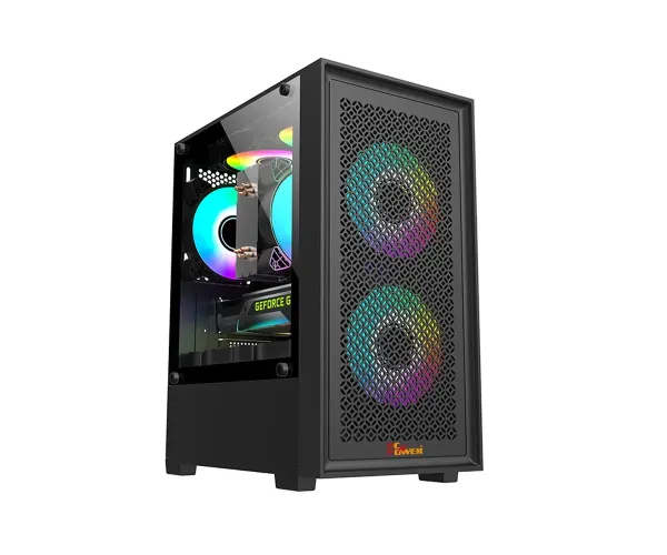 PC POWER DARK FLOW MESH X2 GAMING CASING BK WITH 3 ARGB FAN