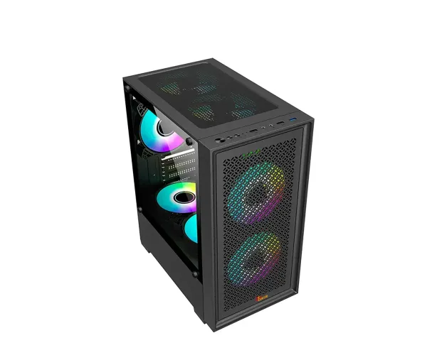 PC POWER DARK FLOW MESH X2 GAMING CASING BK WITH 3 ARGB FAN