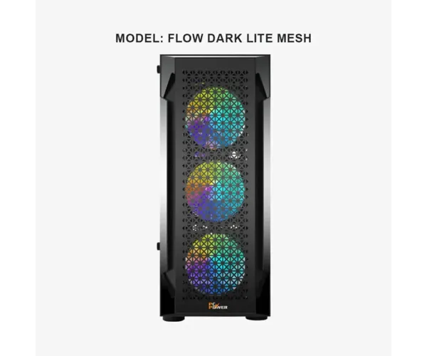 PC Power PP-GS2401-BK Flow Dark Lite Mesh Desktop Gaming Casing