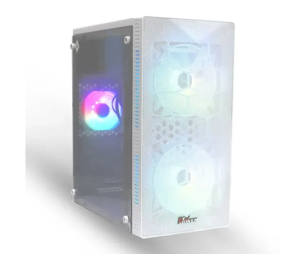 PC Power PP-X2603 WH Micro-Atx Shattered Web Mesh Computer Case