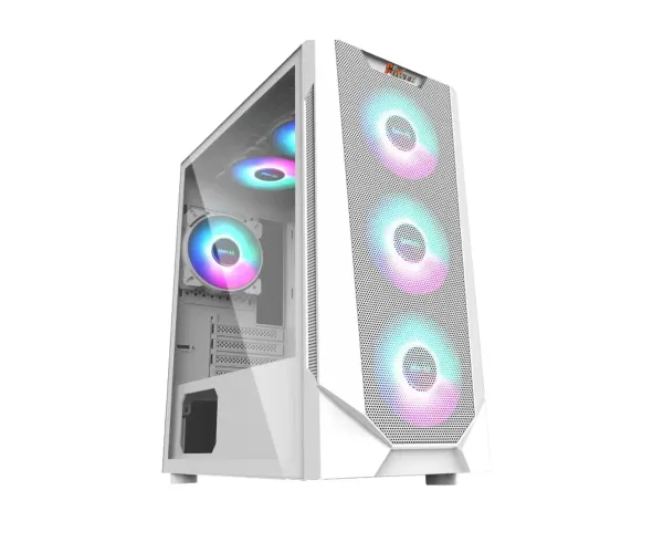 PC POWER PANZER Mesh White ATX Gaming Casing With 4 X ARGB Fan