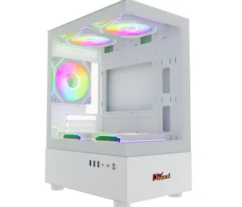 PC POWER SKYVIEW V2 WH Casing With 3 FANS and 550W PSU  