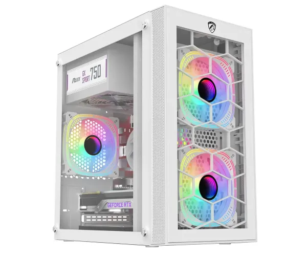 PC Power Spider Web Crystal Mini WH With 230W PSU & 3 FANS Gaming Case