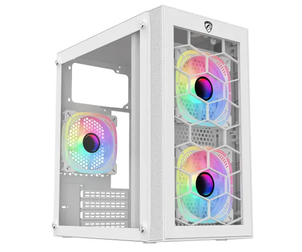 PC Power Spider Web Crystal Mini WH With 230W PSU & 3 FANS Gaming Case
