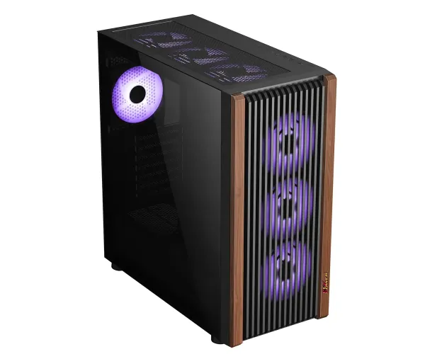 PC POWER WOOD MESH BK Casing With 4 FANS 