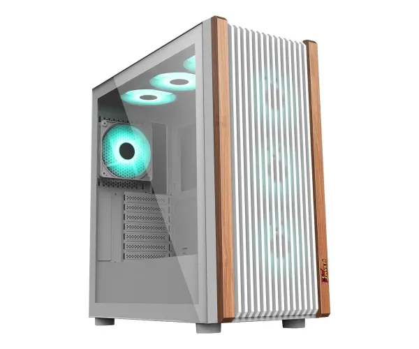 PC POWER WOOD MESH WH Casing With 4 FANS and 550W PSU  