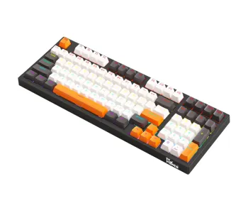 PC POWER K98 Gaming RGB Mechanical Keyboard (Keycap Black & White + Orange)