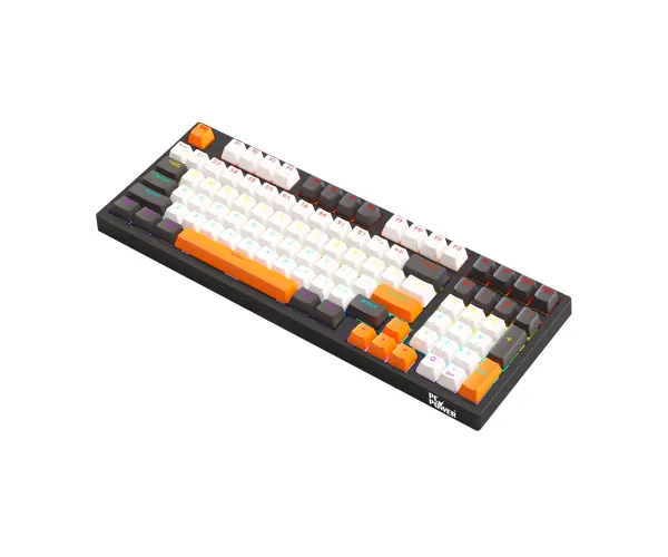 PC POWER K98 Gaming RGB Mechanical Keyboard (Keycap Black & White + Orange)