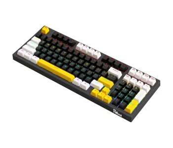 PC POWER K98 Gaming RGB Mechanical Keyboard (Keycap Black & White + Yellow)