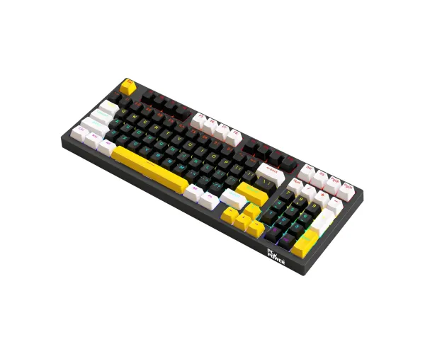 PC POWER K98 Gaming RGB Mechanical Keyboard (Keycap Black & White + Yellow)