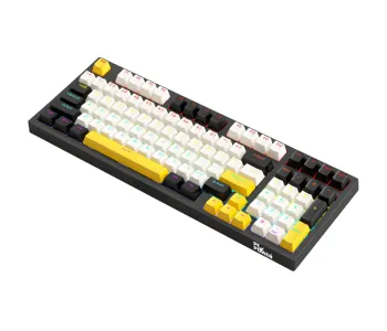 PC POWER K98 Gaming RGB Mechanical Keyboard (Keycap White & Black + Yellow)