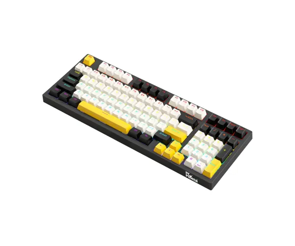 PC POWER K98 Gaming RGB Mechanical Keyboard (Keycap White & Black + Yellow)