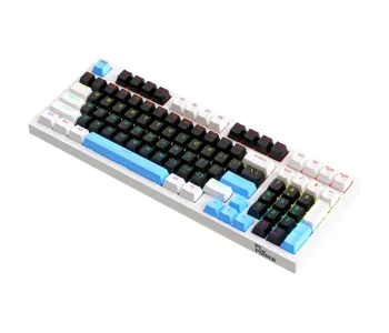 PC POWER K98 Gaming RGB Mechanical Keyboard (Keycap White & Black + Blue)