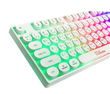 PC POWER K87 White Retro Punk Suspension Keyboard