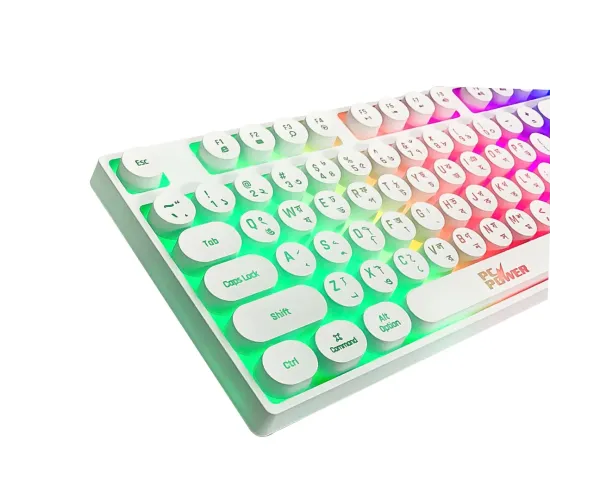 PC POWER K87 White Retro Punk Suspension Keyboard