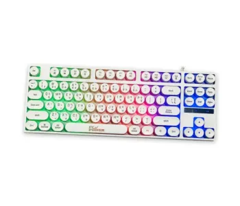 PC POWER K87 White Retro Punk Suspension Keyboard