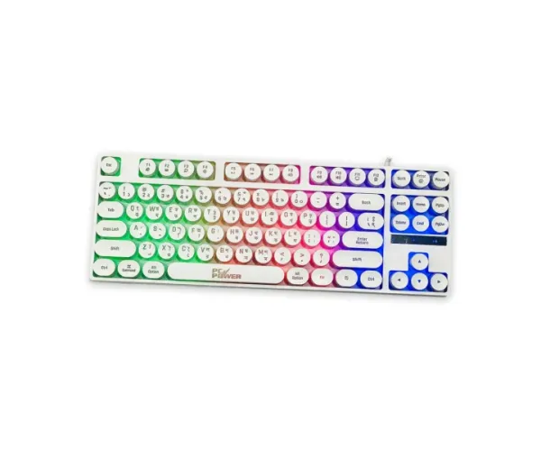 PC POWER K87 White Retro Punk Suspension Keyboard