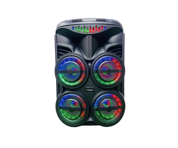 PC POWER TTD-8804 PORTABLE TROLLY SPEAKER (USB/SD, BT, 2 WIRELESS MIC, REMOTE, FM, RGB LIGHT)